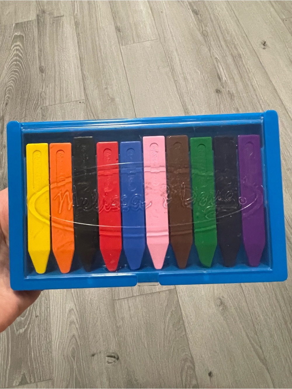 Melissa & Doug 10 Jumbo Triangular Crayons #4148 Assorted Colours Blue Case